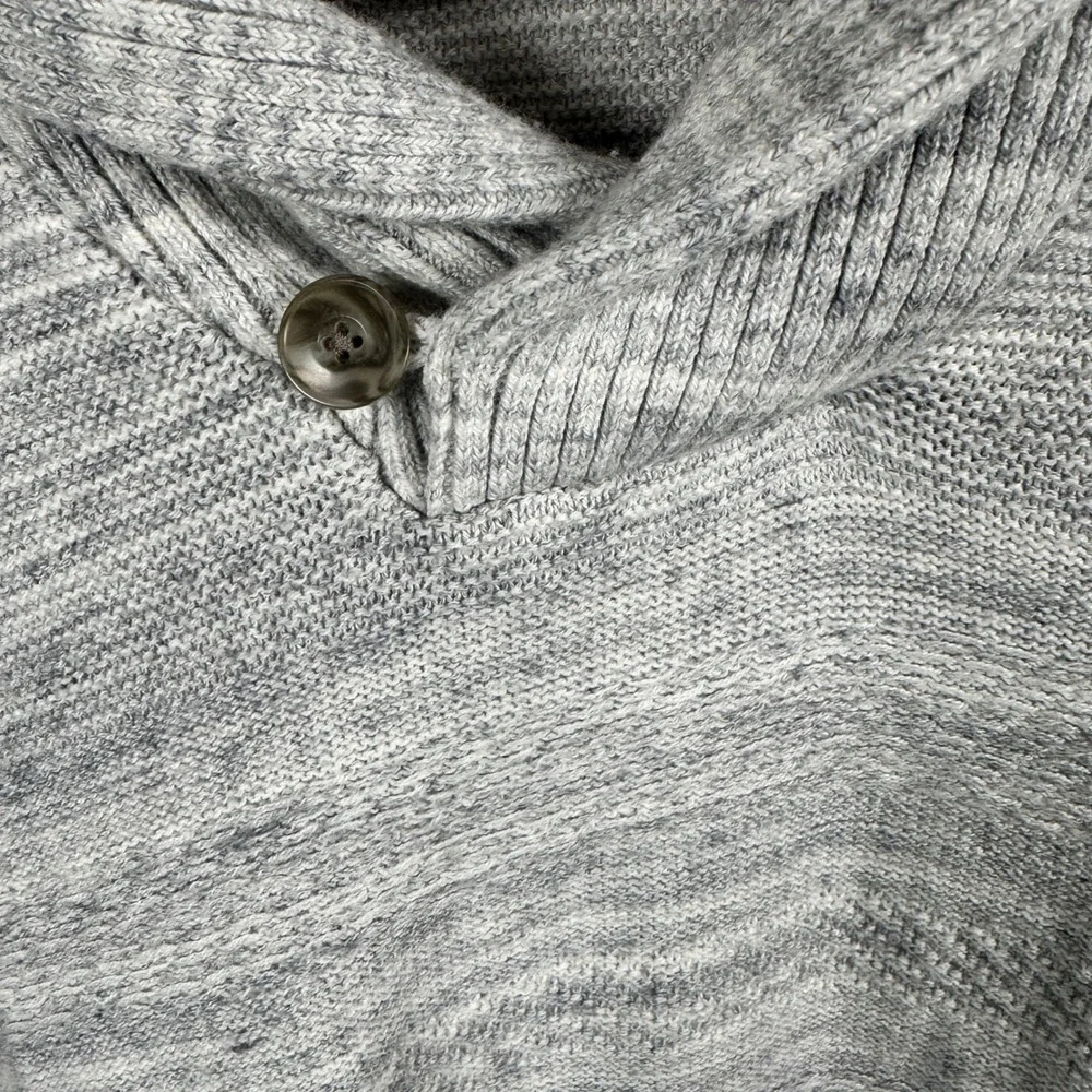 Banana Republic Sweater Mens Medium Gray Shawl Neck Cotton Wool Blend Preppy